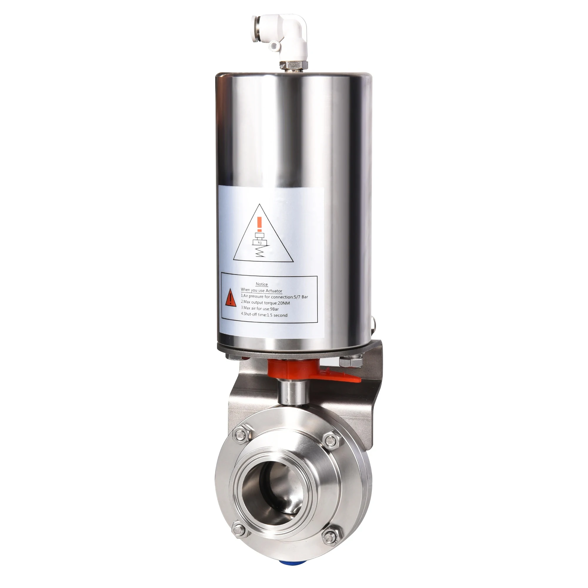 Sanitary Food Grade Ss 4' 6' 8' Inch Big Medical Welding Butterfly Valve Air Spring Price 3A