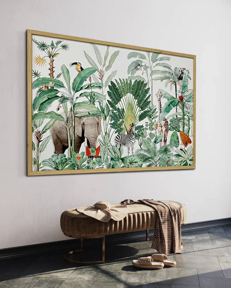 Modern Oil Painting Tree Birds Flower Hand-painted on Canvas Wall Art With Wooden Frame