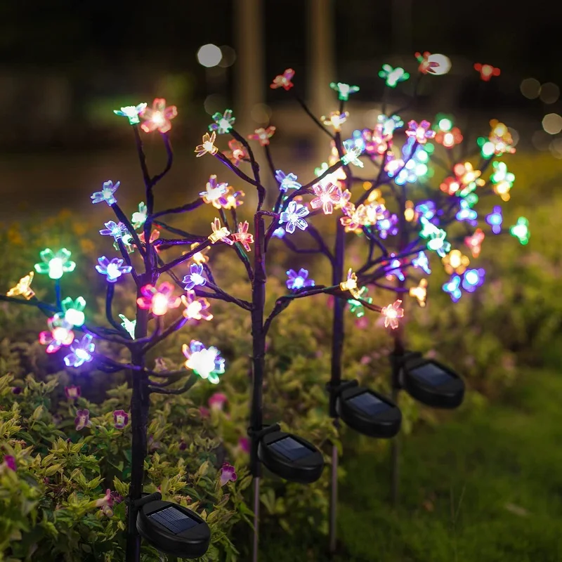 New Design Solar Flower Light Cherry Blossom Tree Lamp Outdoor Garden Patio Tree New Year Decoration