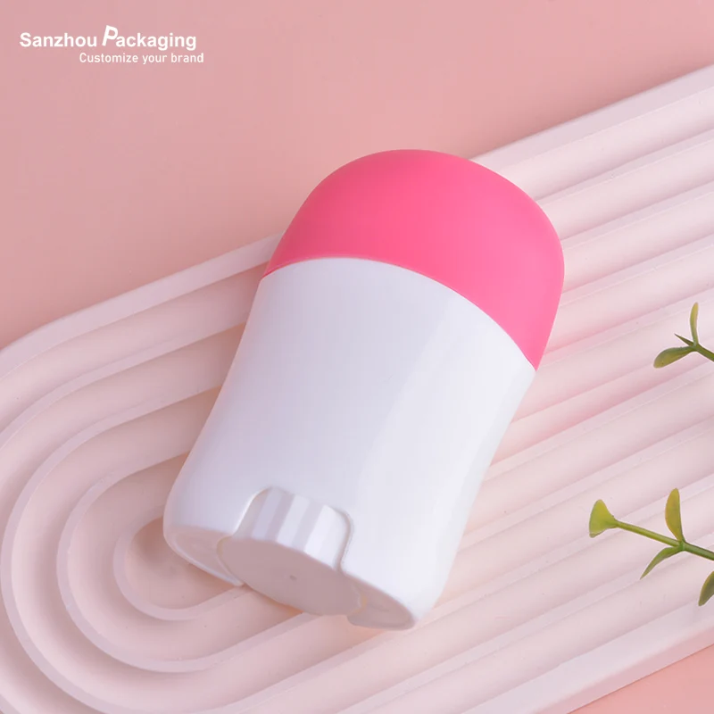 30ml/50ml/75ml empty ECO plastic twist bottom flat oval rotating push up deo stick container sunscreen packaging