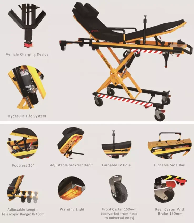 Electric Automatic Loading Ambulance Stretcher