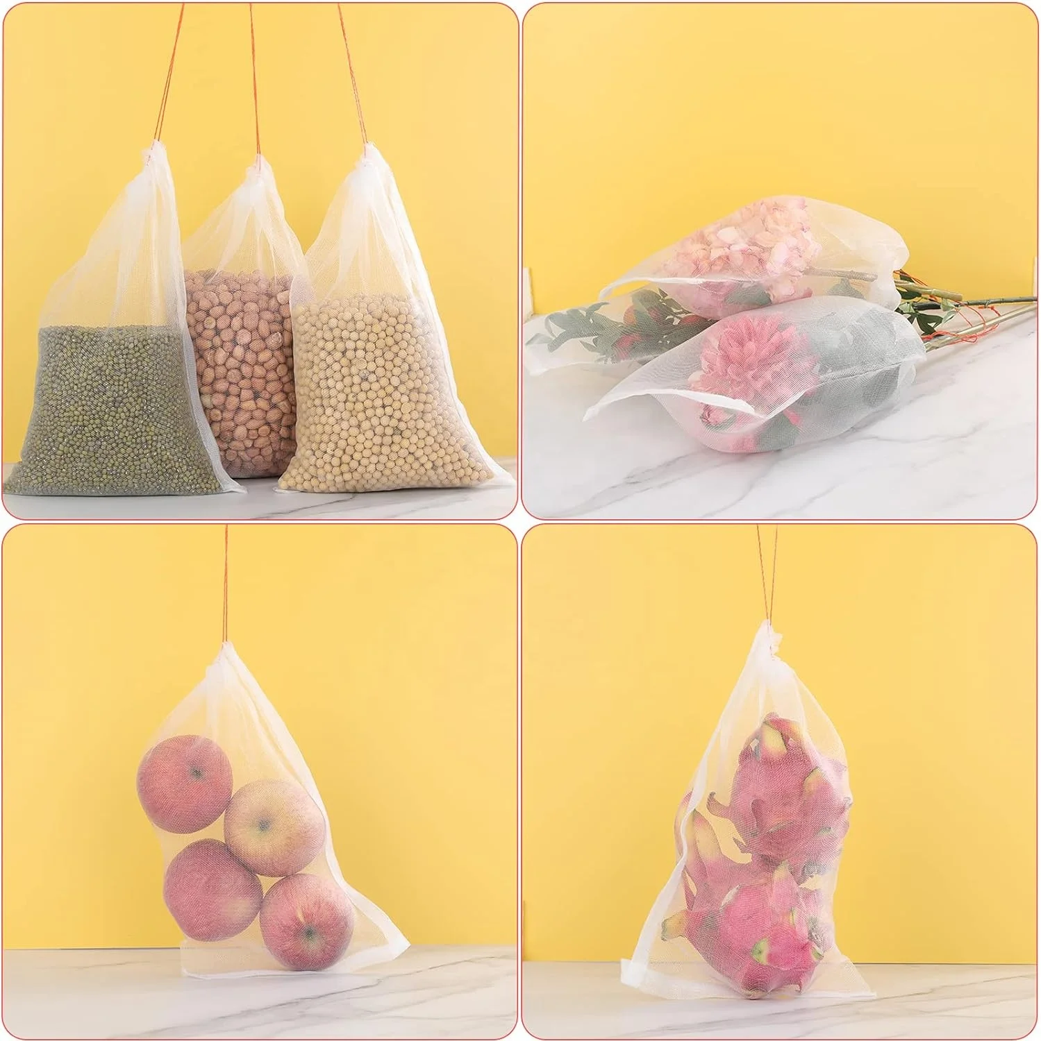 Garden Fruit Cover Mesh Bags with Drawstring for Plant Fruit Flower and Vegetables