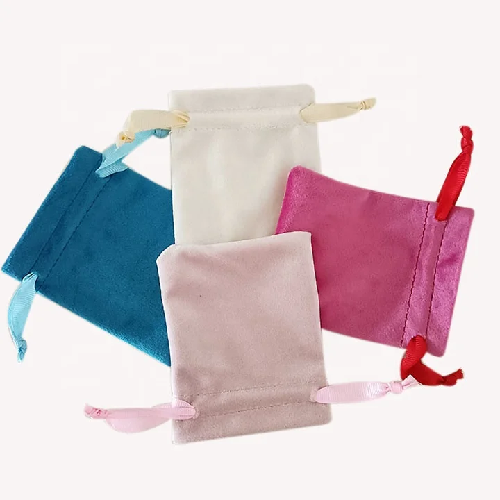 Custom Logo Printed Plush Cotton Velvet Jewelry Bag Soft Velvet Gift Packaging Drawstring Pouch