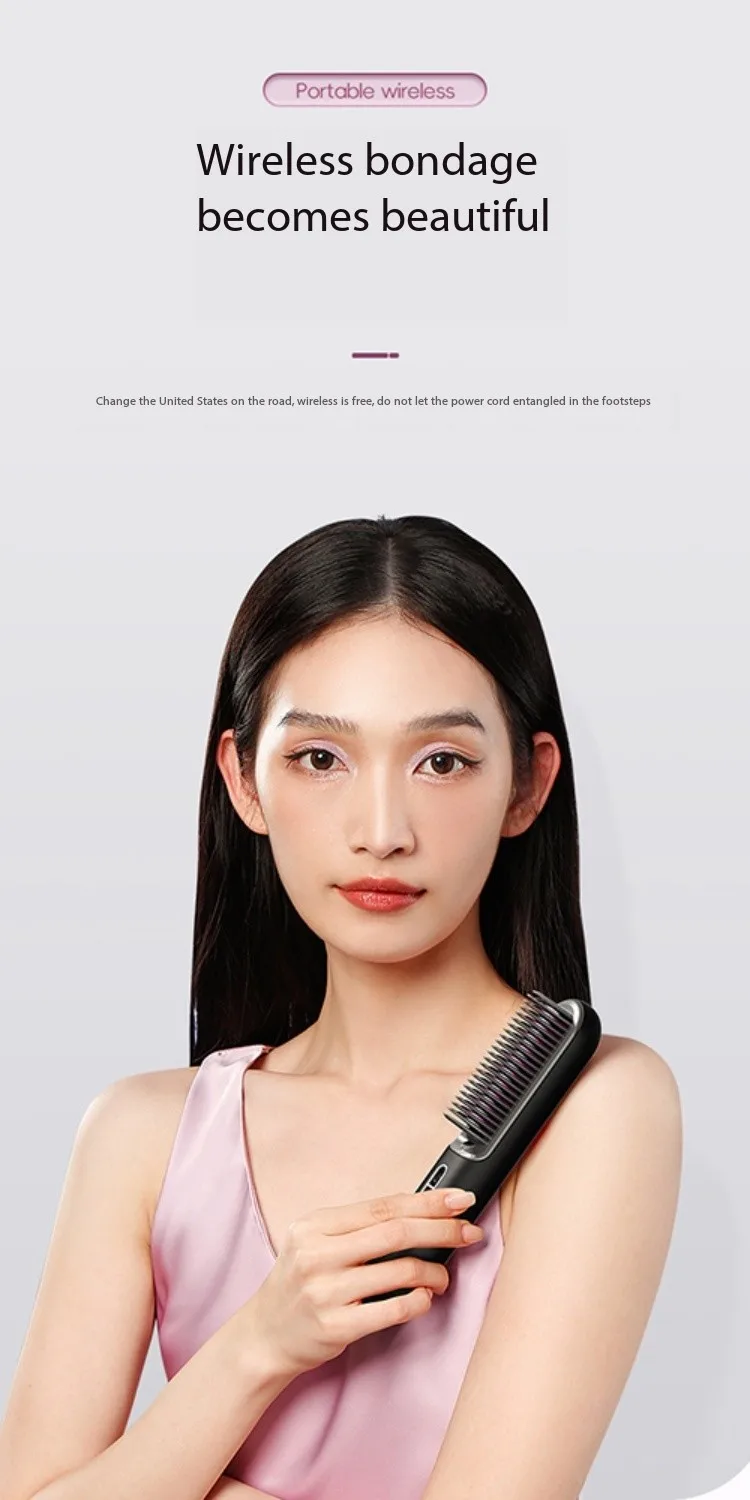 Low Price Cordless Wireless Electric Hair Straightener brush Flat Irons Comb Portable Styler Hair Caring  for Travel