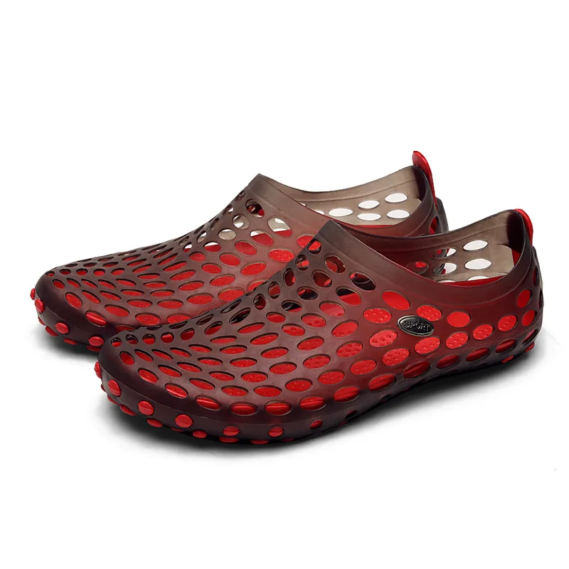 Hot Cakes Mens PVC EVA Platform Beach Walk Plastic Sandals Slippers Big Size 40~45# Upstream shoes Water clog Shoes