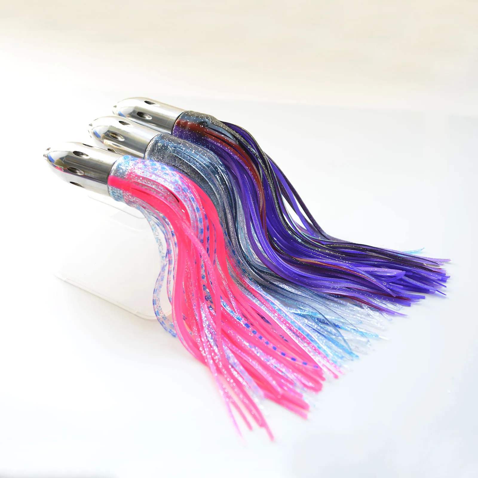 High Quality  Trolling Skirt  Lures Stainless Steel Lure Double Skirted Mirror Polish 440g Head