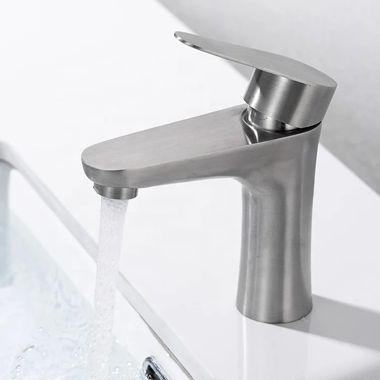 high-quality single cold basin water taps 304 stainless steel bathroom sink faucet single hole single handle basin faucet