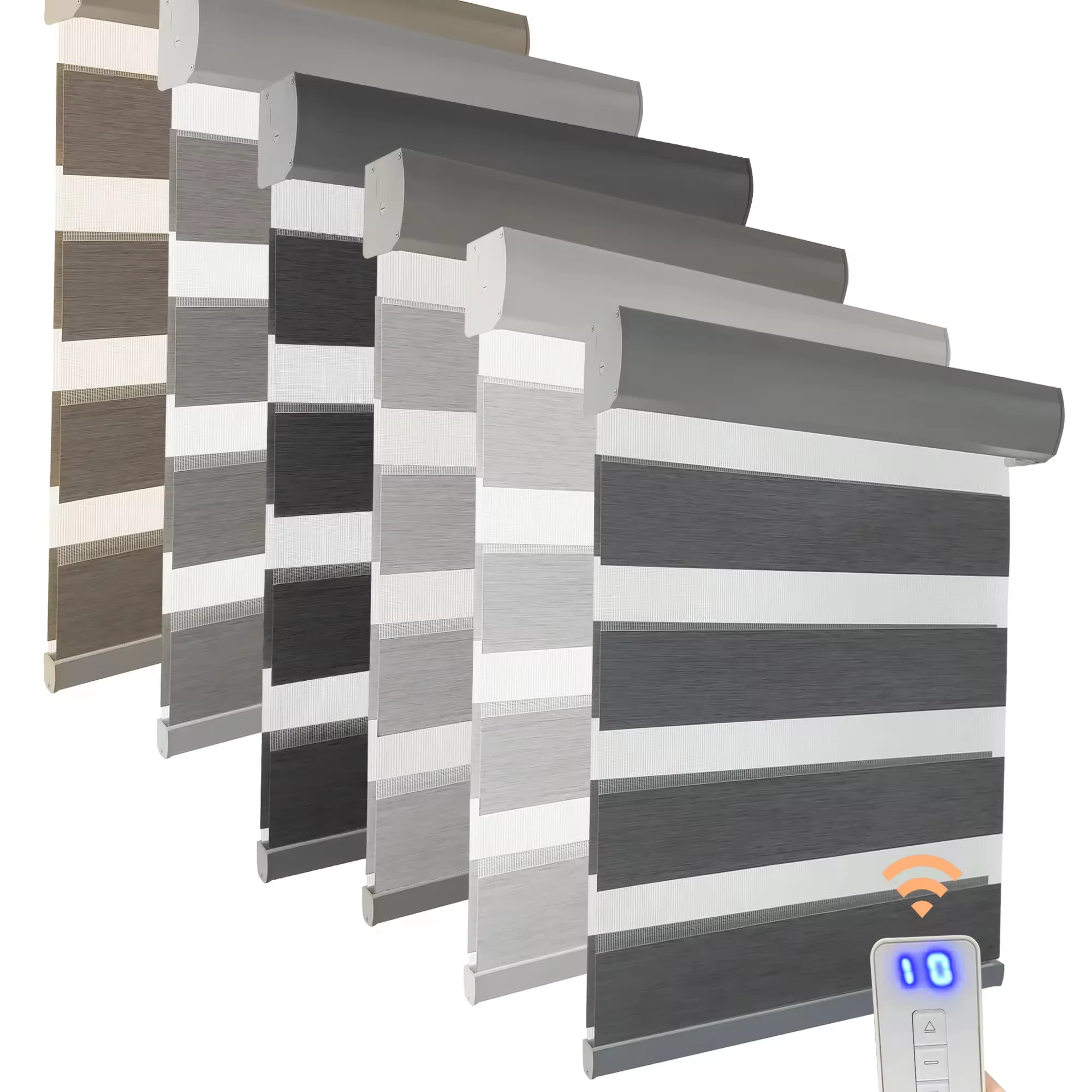 Беспроводные жалюзи blacok gray zebra 12v моторизованные