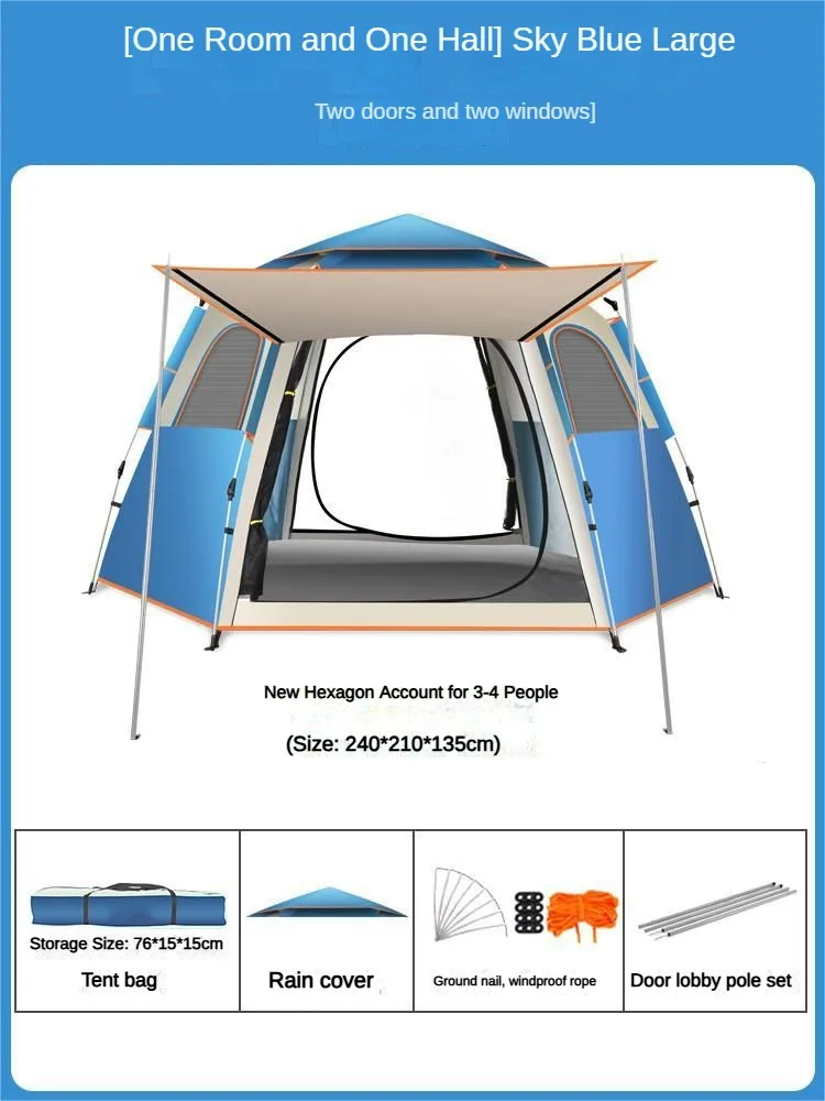 Fully automatic installation free portable outdoor tent, travel camping sun protection tent tents camping outdoor 3-4 person