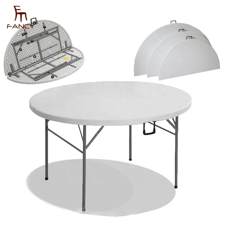 72inch 180cm White Portable HDPE Blow Molding Circle Dining Wedding Banquet Folding Plastic Round Tables For Events Party