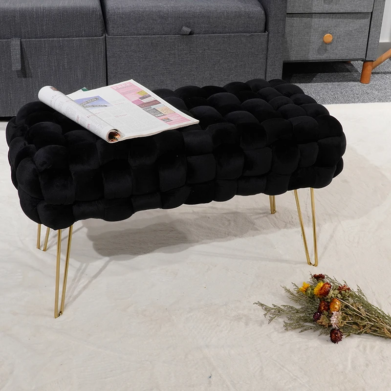 RTS Factory Customized  new design   bench large modern furniture velvet bench home stool  pink ottoman  for bedroom