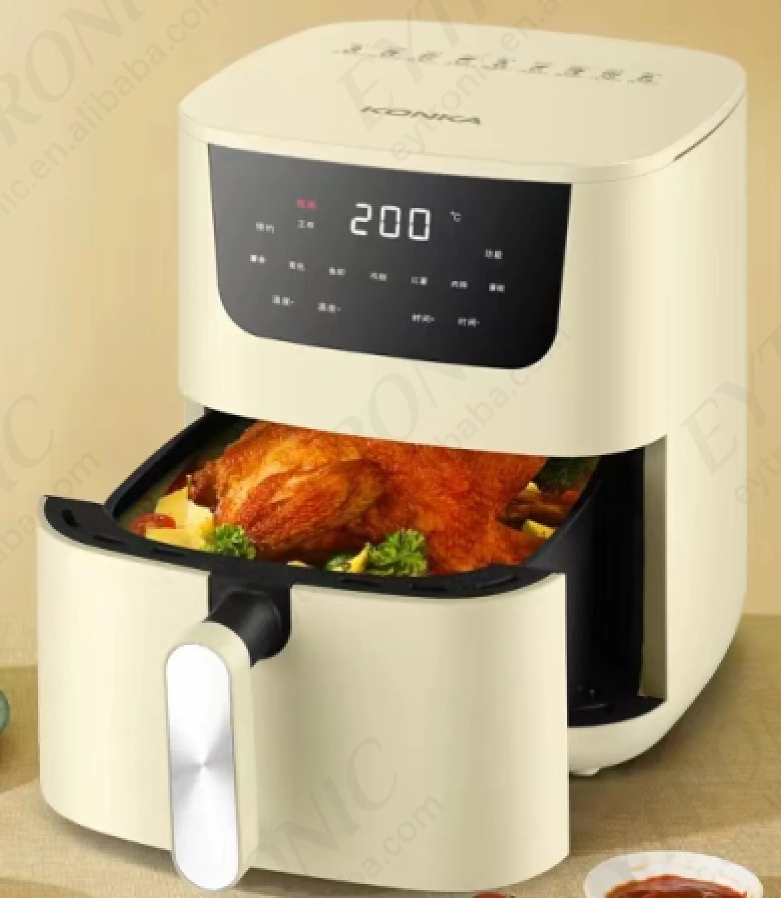 2024 Newest stainless steel 4.2L 4.7L 5L 6L household smart air fryer CB CE electric freidora de aire digital kitchen appliance