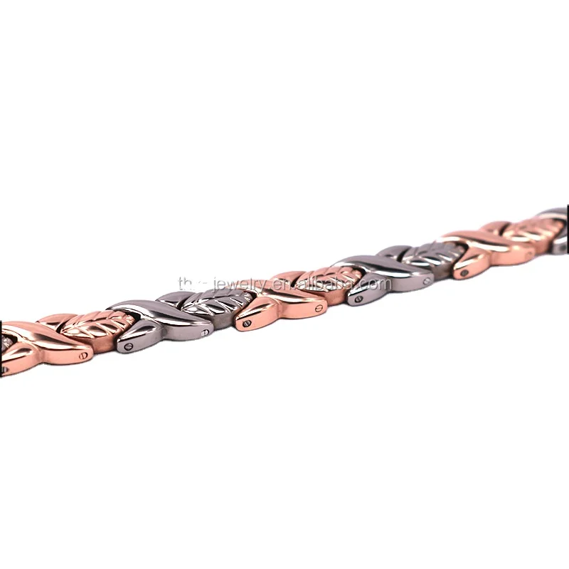 Two Tone Magnetic Titanium Therapy Bracelet Natural Pain Relief,Magnetic Therapy Hematite Balance Bracelet