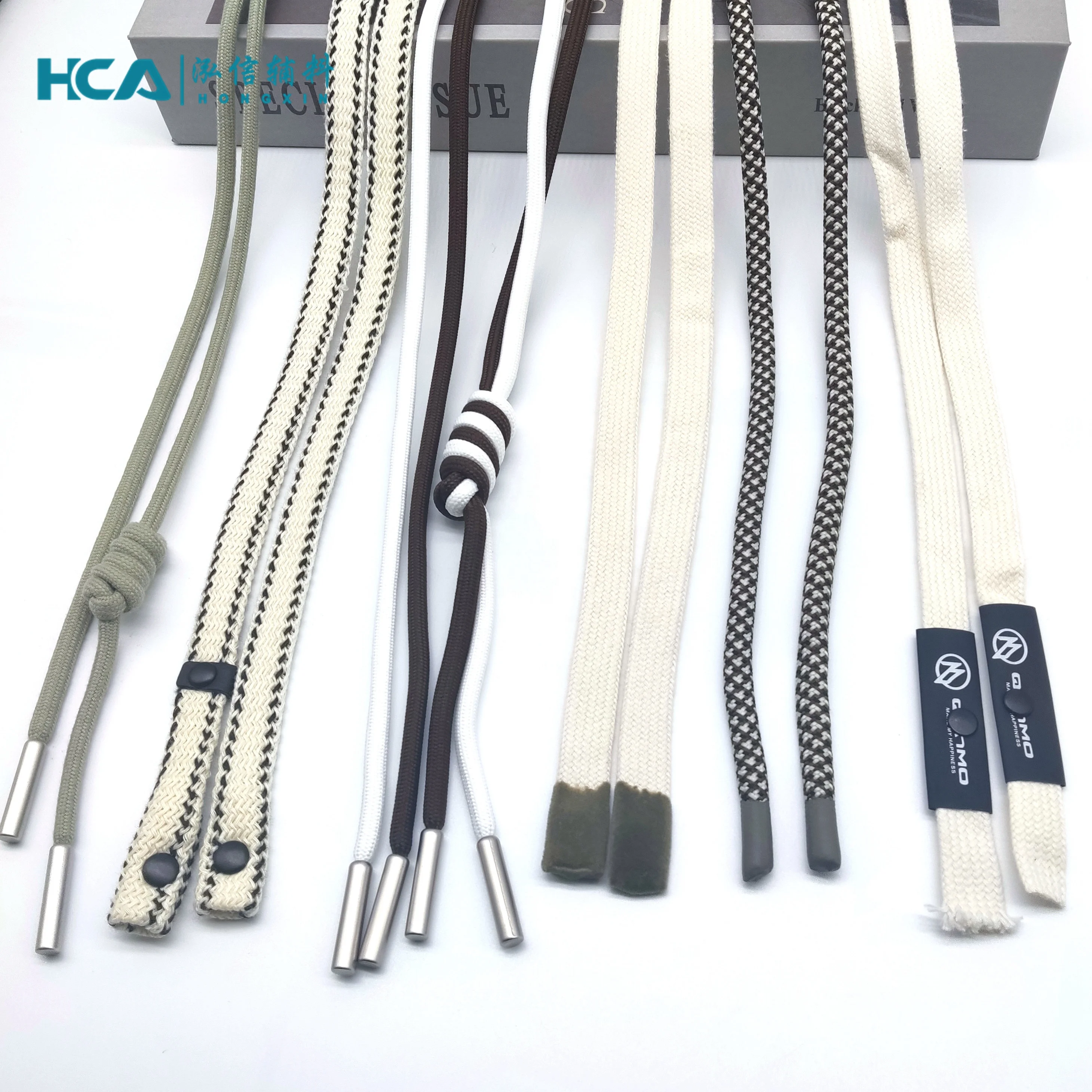 Custom Hoodie Polyester Braid  Drawstring Cord silicone Drawcord Draw Cord with metal tip  for Garment  Pants