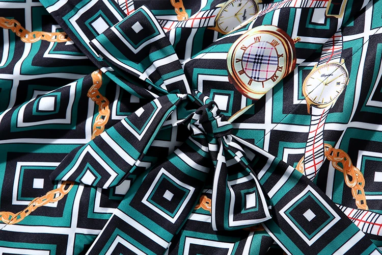 Wholesale Women New Fashion V Neck Wide Cuff Wrist Long Sleeve Plaid Print Long Dress