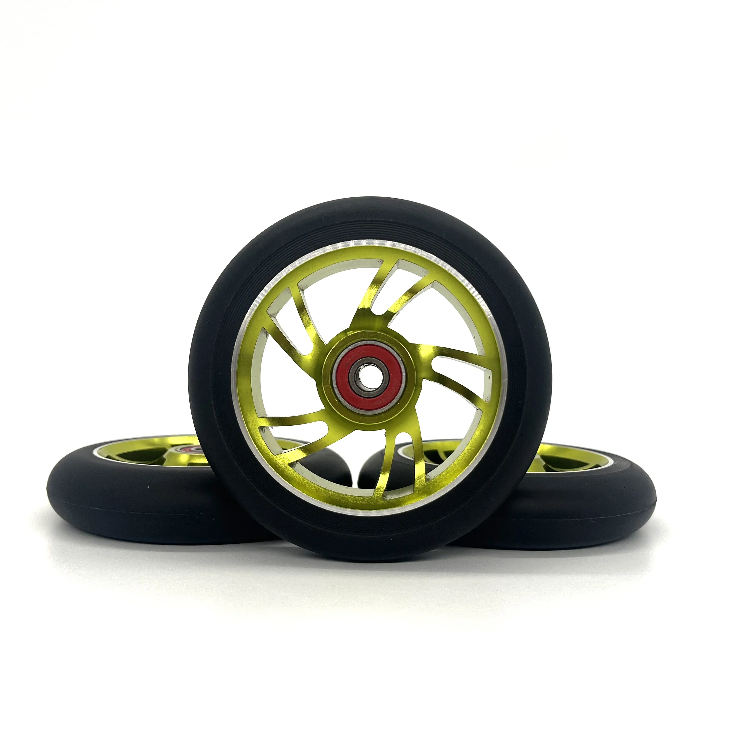 Factory Sale OEM Aluminum alloy hub high rebound PU casting aluminum core scooter wheels 110mm