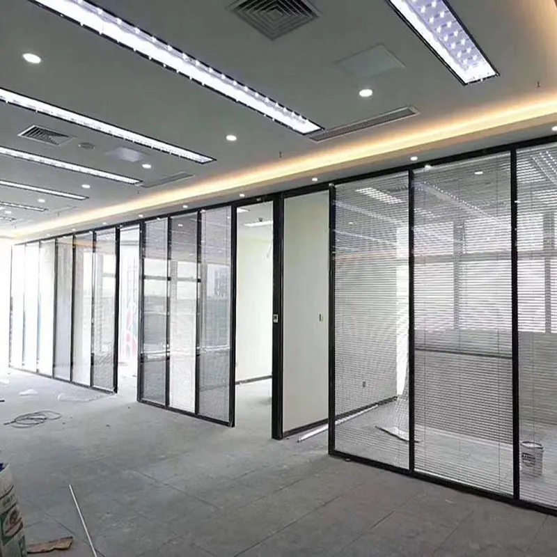 Customized Aluminium Tempered Soundproof Office Partition Glass Wall