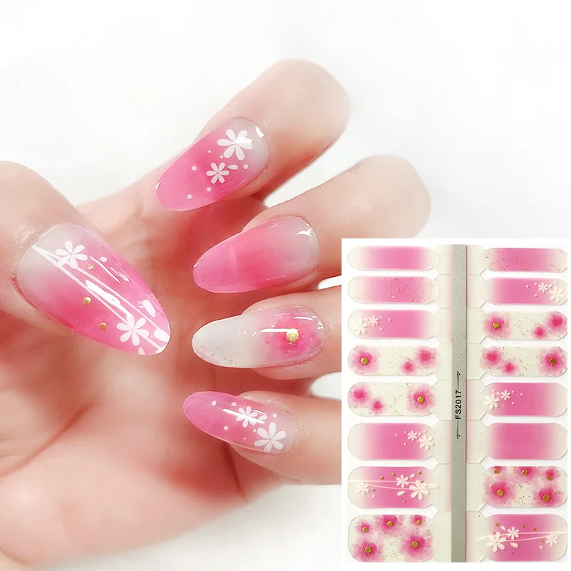 Wholesale Semi Cured Gel Nail Sticker Long Lasting New Arrival Styles Uv Gel Nail Sticker Kit With Uv Lamp For Girls
