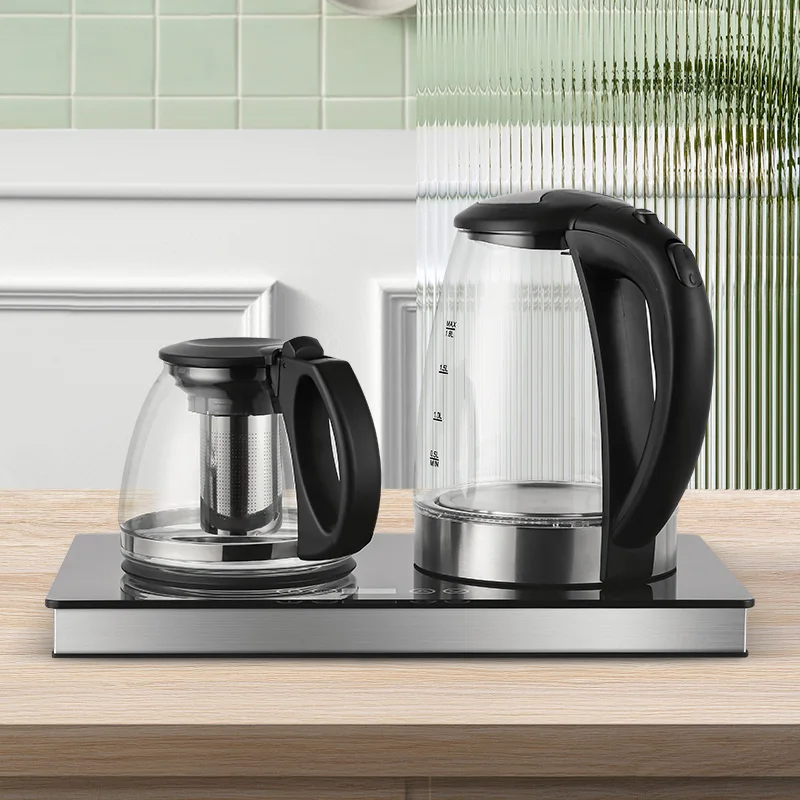 Most popular Middle East style 2 in 1turkish tea maker set 1.0L electric glass tea electric kettle