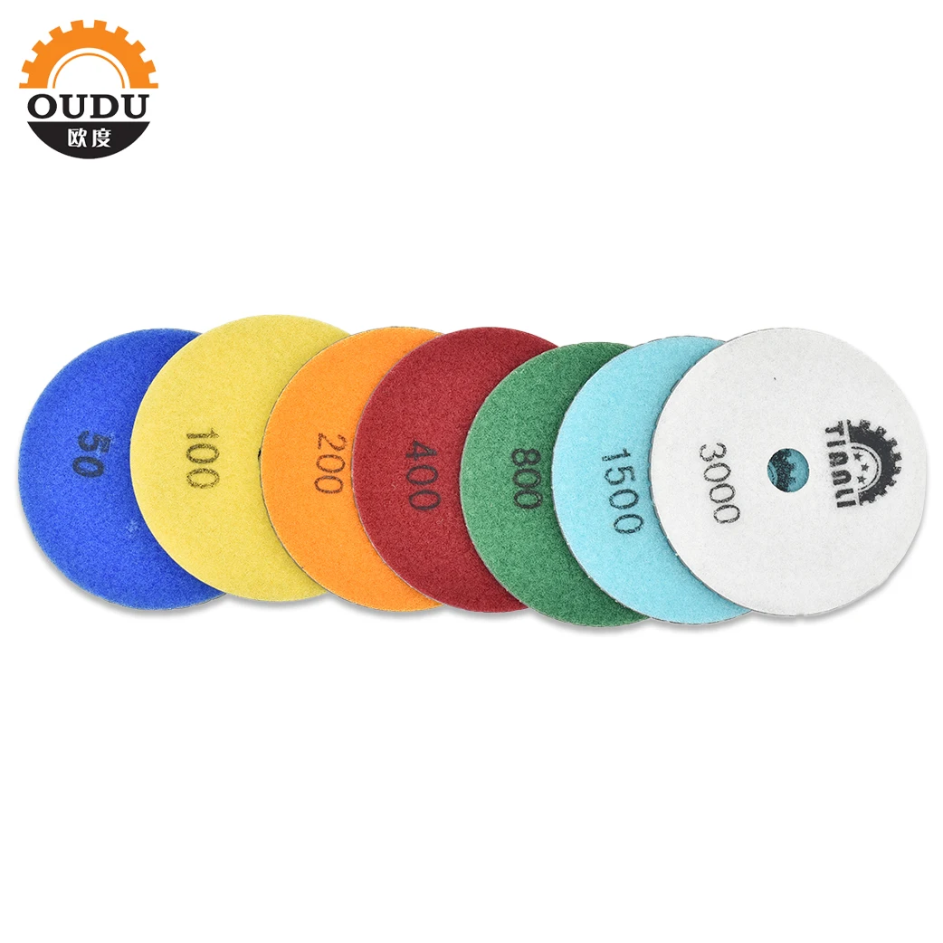 4Inch 7Step Grit 30#-5000# Diamond Polishing Pad 100mm Wet And Dry Flexible Resin A-Class Good Quality For Stone Floor Polishing