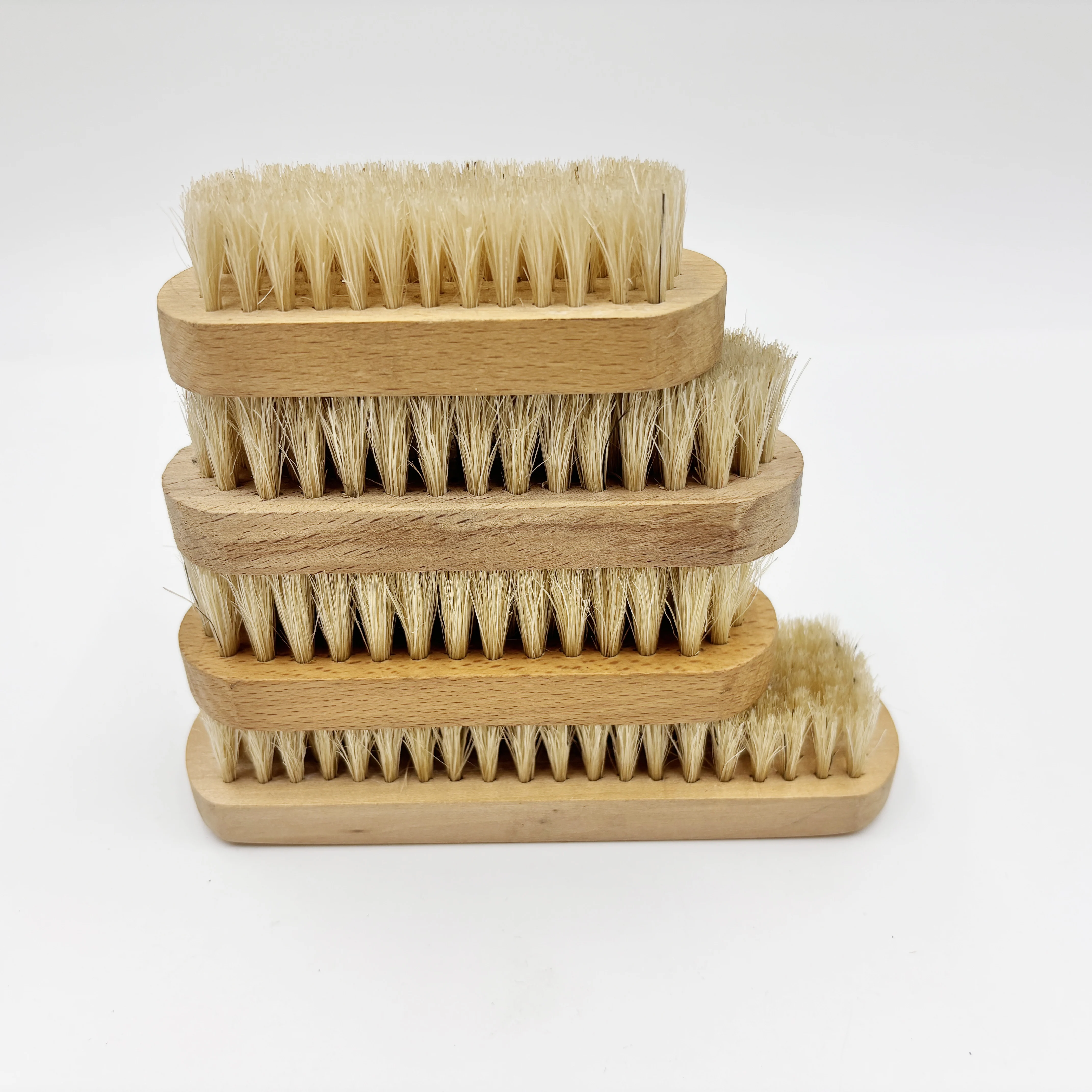 Factory Wholesale Custom Logo Multiple Sizes Pig Hair Beech Wooden Sneaker Shoe Cleaning Brush