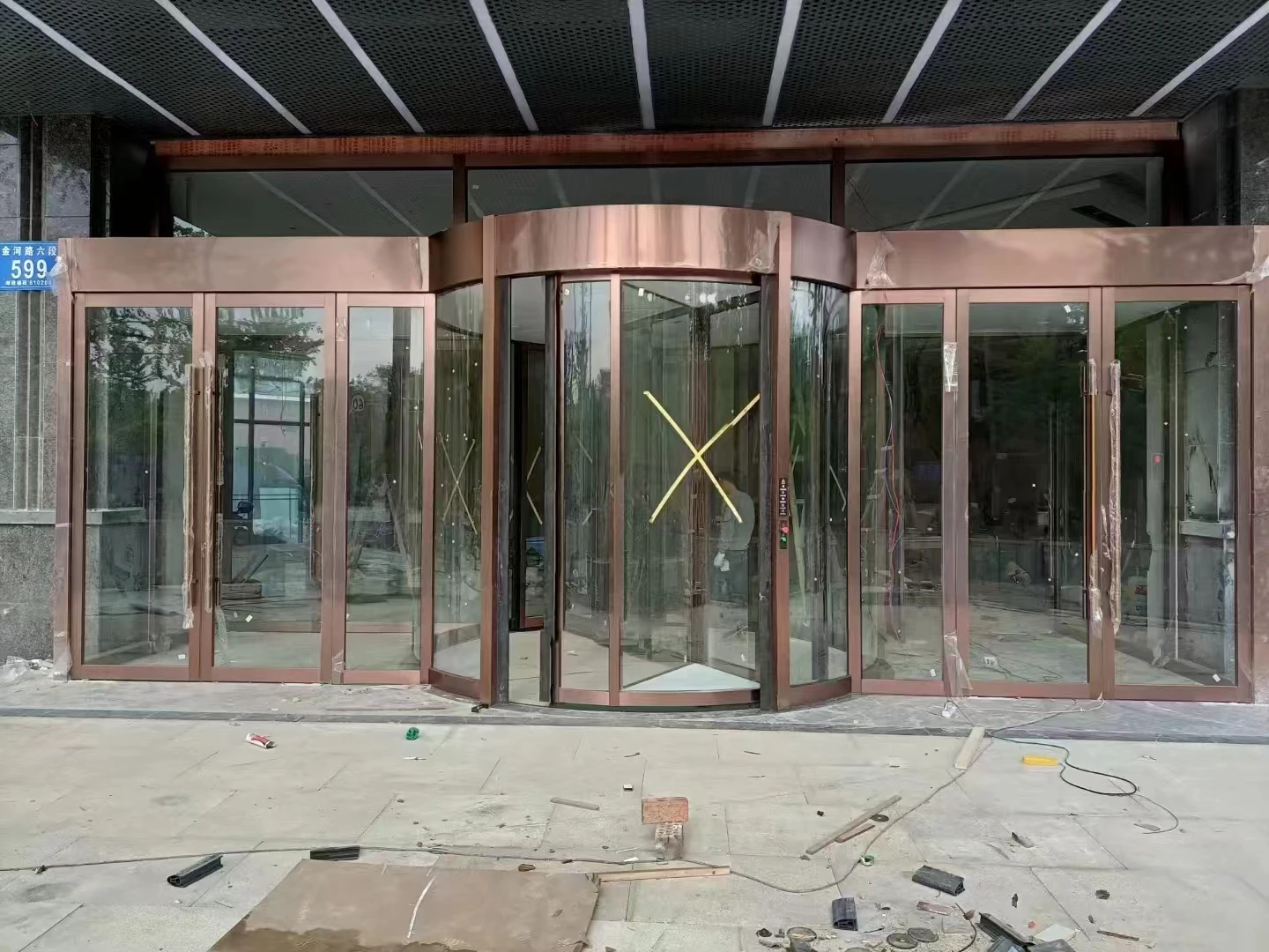 Professional Large Rotating Glass Door Inductive Sensor Revolution Aluminum Automatic Revolving Door