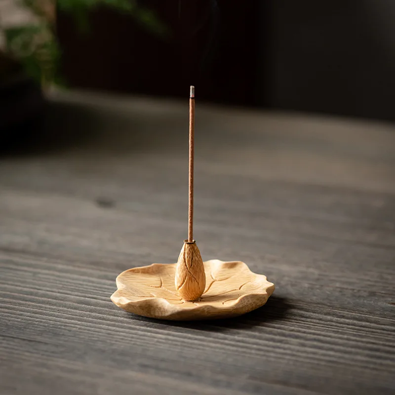 Incense Stick Holder Burner Censer Chinese Style Antique Bamboo Lotus Incense Burner Table Lying Incense Table Decoration