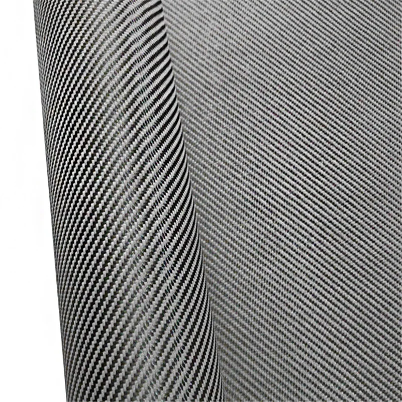 Twill Bicolourable black grey aramid fabric
