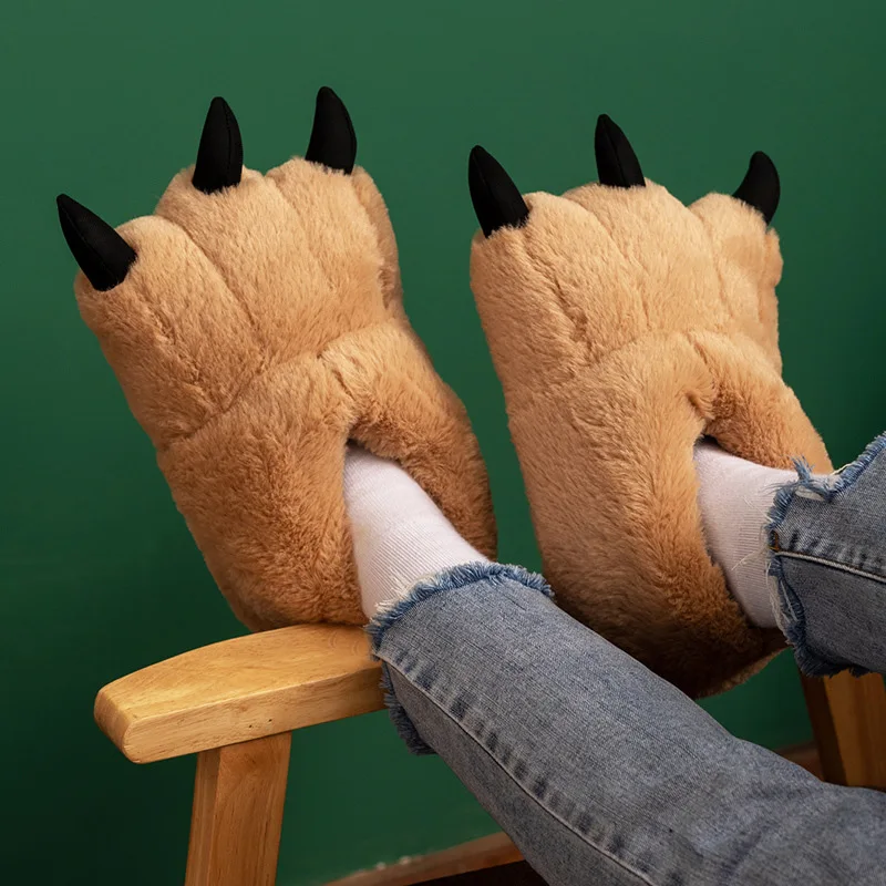 Bear Claw Paw Indoor Cotton Slippers Bear Claw winter cartoon animal slippers wholesale