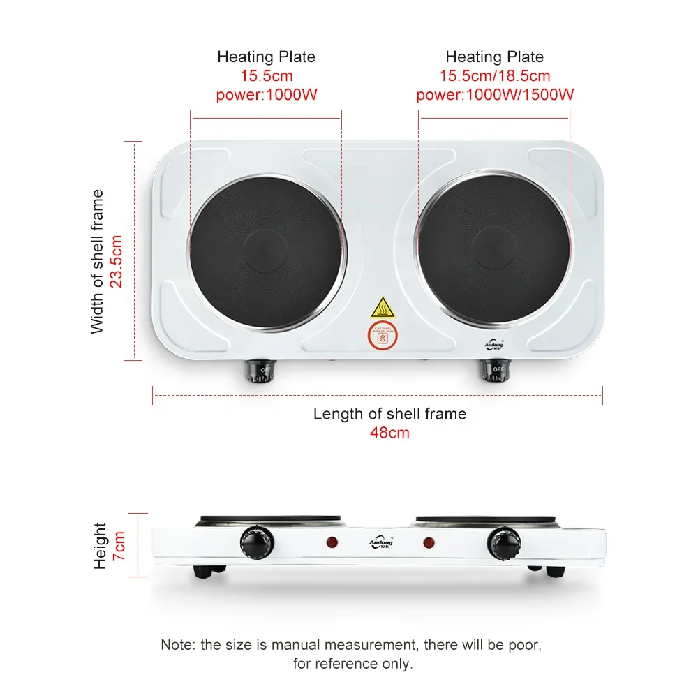 Andong 2000w low price food warm water heater double electric solid stove hot plate