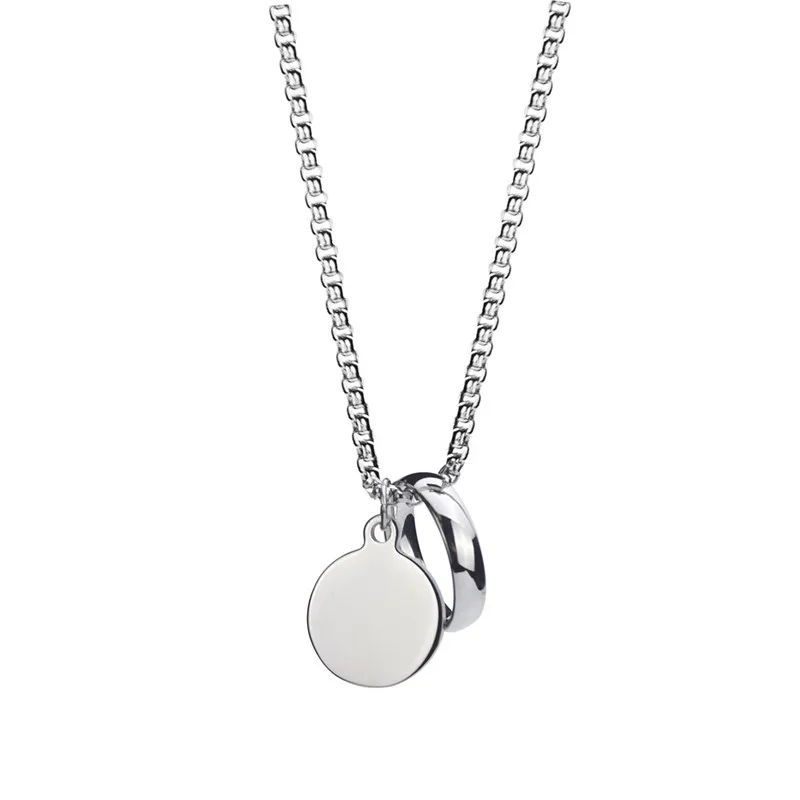  Custom engravable Disc &Ring Hip Hop Necklace Us Vendor Chains Stainless Steel