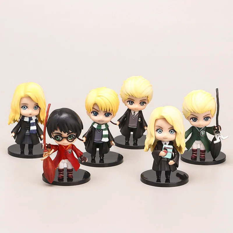 6pc/set Harrying Movie Pottering Hermionees Snapees Magic Wand Broom Diy Handmade Characters Action Figures Birthday Gifts Model