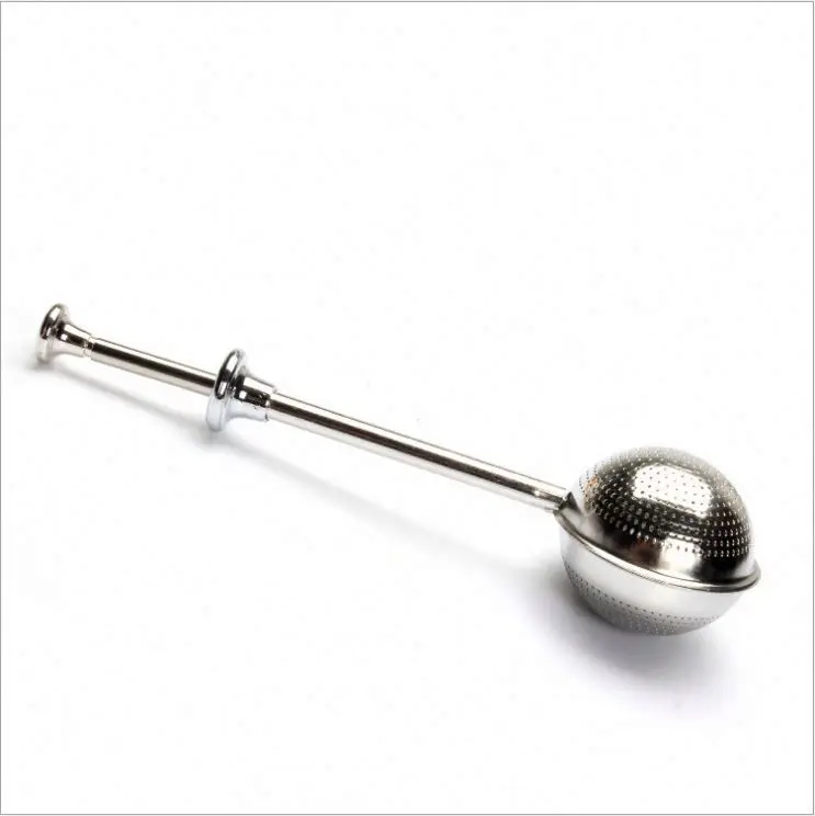 Gold Tea Ball Stainless Steel Loose Leaf Tea Infuser with Push Handle