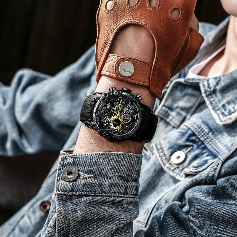 2021 New Mens Watches BIDEN Top Brand Silicone Chronograph Waterproof Sport Automatic Date Quartz Watch for Men