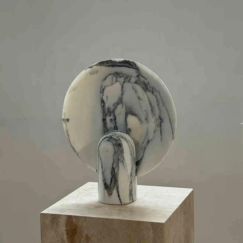 stonekocc Medieval Style Calacatta Glod Travertine Table Lamp Designer Hotel Model House Decoration Wabi-sabi Style Villa