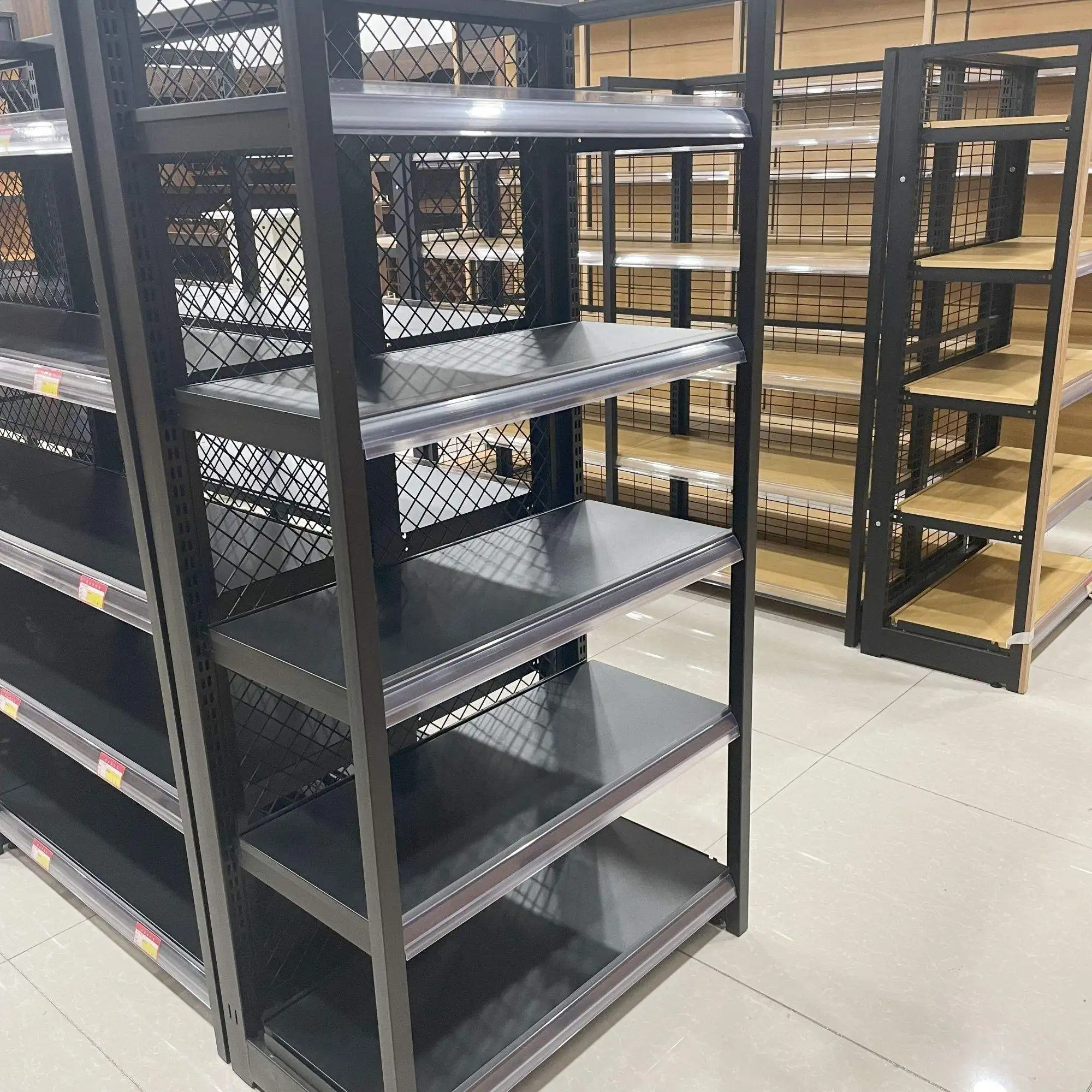 Custom Gondola Shelving Double-Sided Supermarket Racks Shelves For Retail Grocery Store Display Shelves