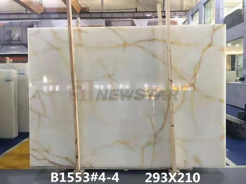 Newstar Luxury Stone Slab Kitchen Countertop Slabs Island Background Wall Floor Staircase White Onyx Marble Slab