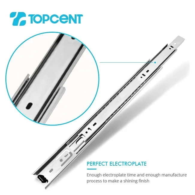 Topcent 35/45mm Blue Zinc Plated Ball Bearing Drawer Slide Full extension Furniture Drawer Railing Runner Table Slide Rail Guide
