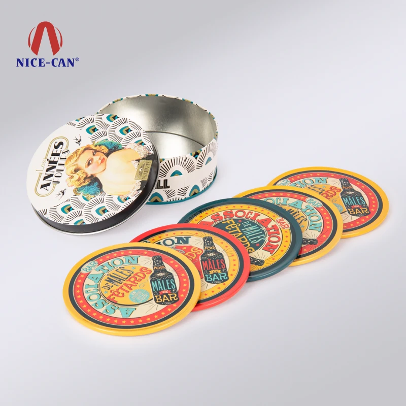 Wholesale manufacturing environmental tin coasters fanta tin coaster