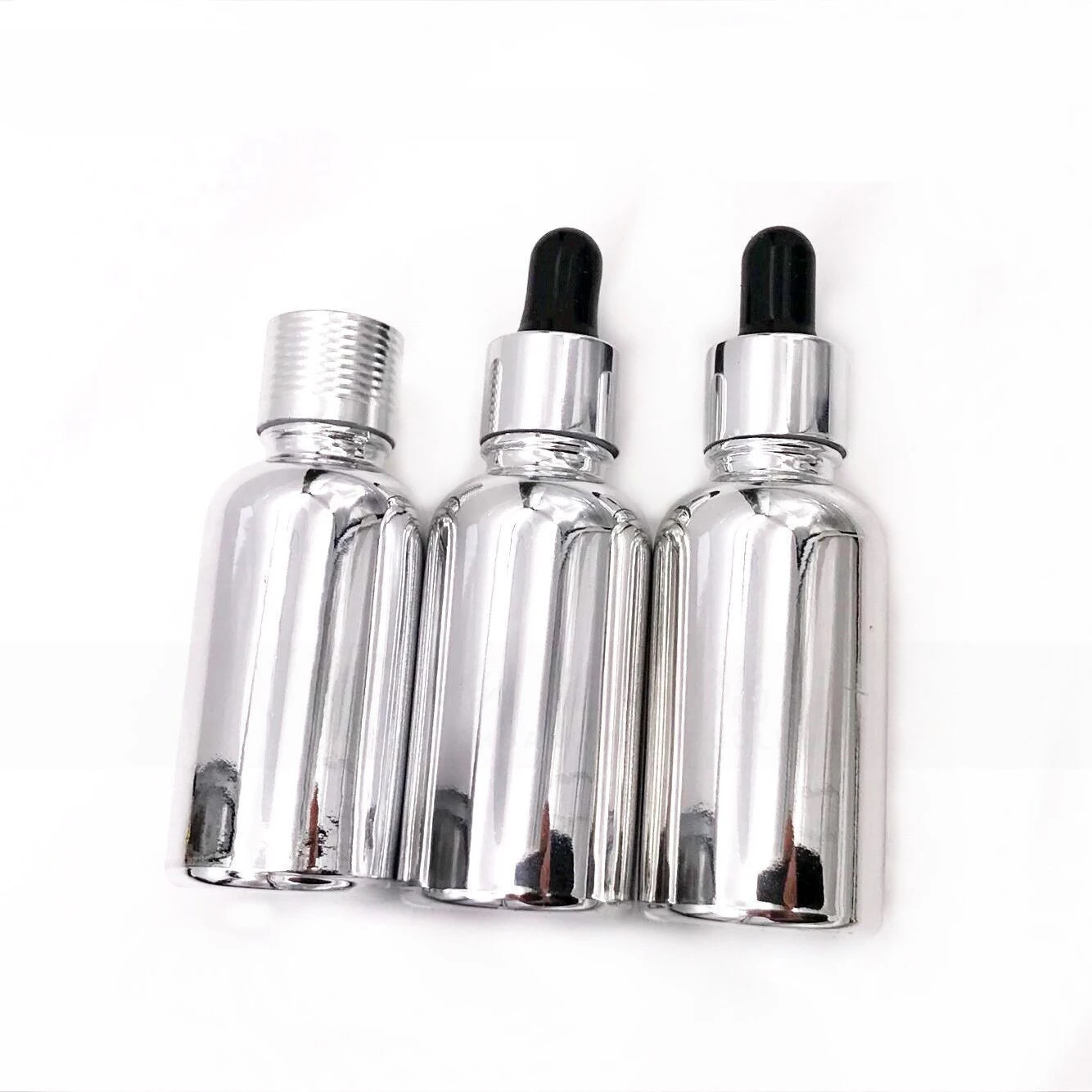 10ml 15ml 20ml 30ml 50ml 100ml Silver Metallic Dropper Bottle Electroplating Gold Glass Bottle