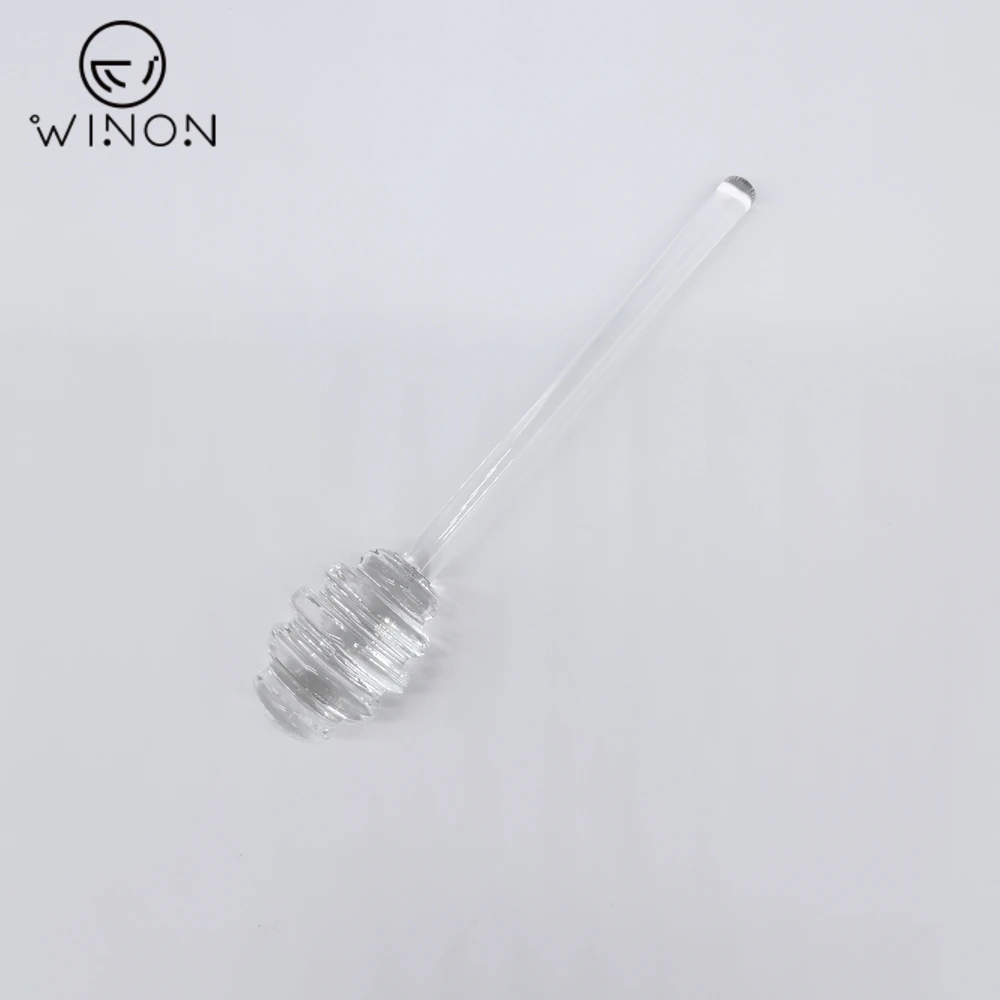 Wholesale Reusable Mini Transparent Clear Glass Coffee Jam Honey Stirring Mixing Stick Dipper for Honey Jar Bee jar