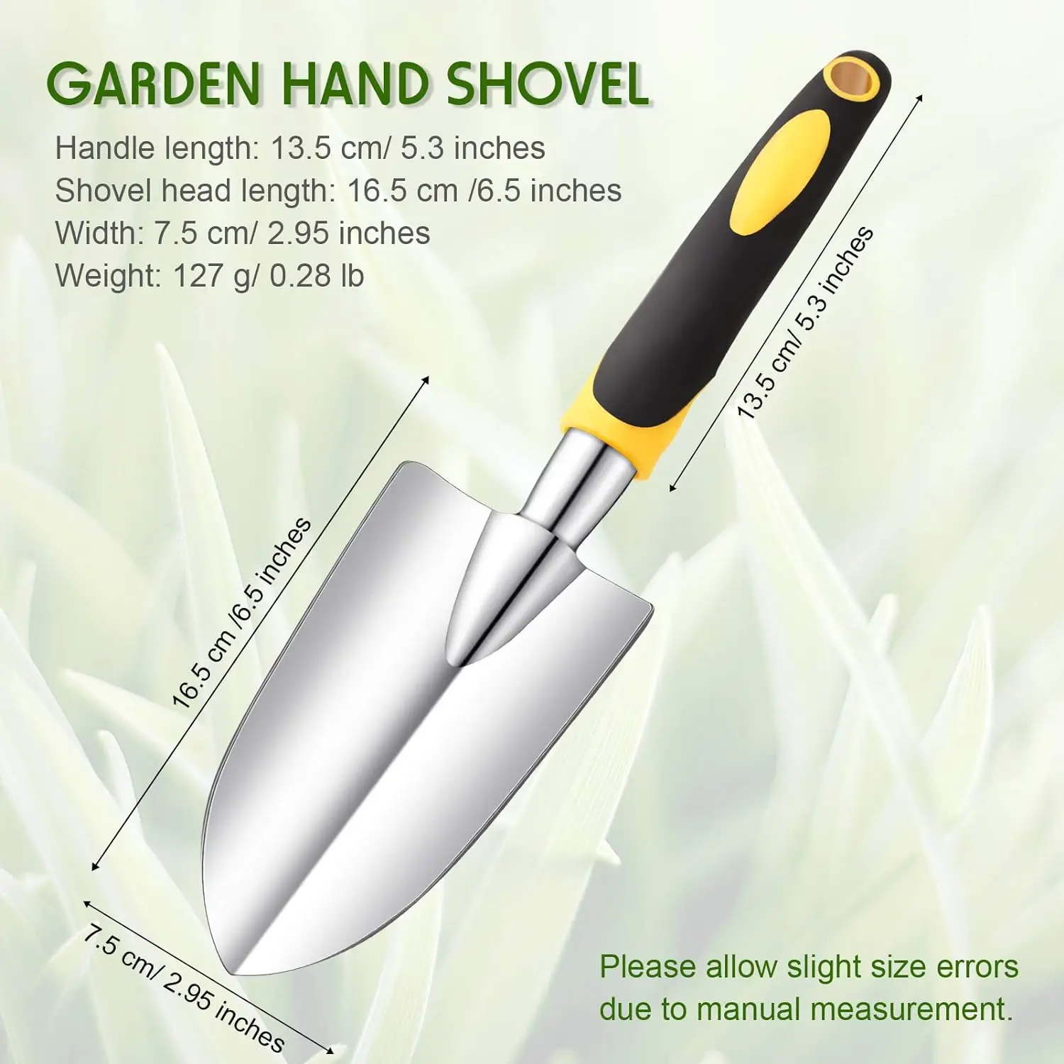 Aluminum Alloy Garden Trowel with Soft Rubberized Non-Slip Handle Soil Scoop Potting Shovel for Planting and Digging