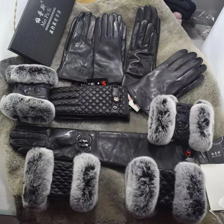 2021 autumn and winter new sheepskin gloves men and women wear-resistant outdoor warm fashion leather gloves wholesale custom