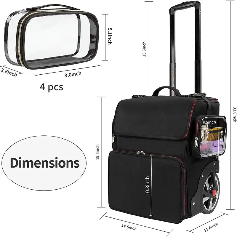 Custom Professional Hairdresser Makeup Trolley Case Hairdressing Travel Beauty Salon Barber Case Makeup Rolling Train Case