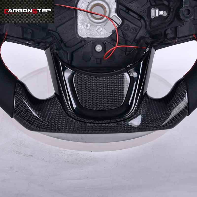 Hand Sewing Custom Black Leather Carbon Fiber Steering Wheel For Toyota Supra