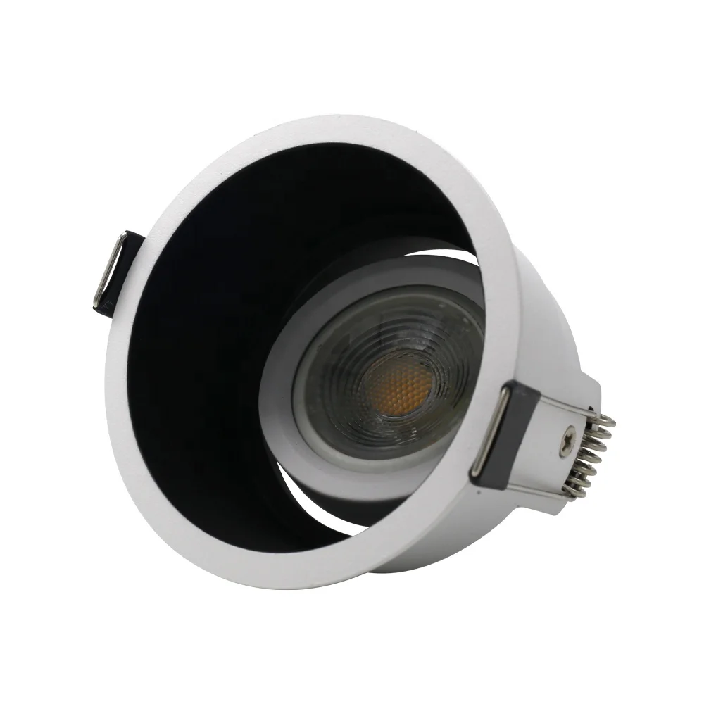 Office Ceiling Cob Downlight Round Die Casting Aluminum Anti Glare Down Light Frame  Gu10 Recessed Spotlight
