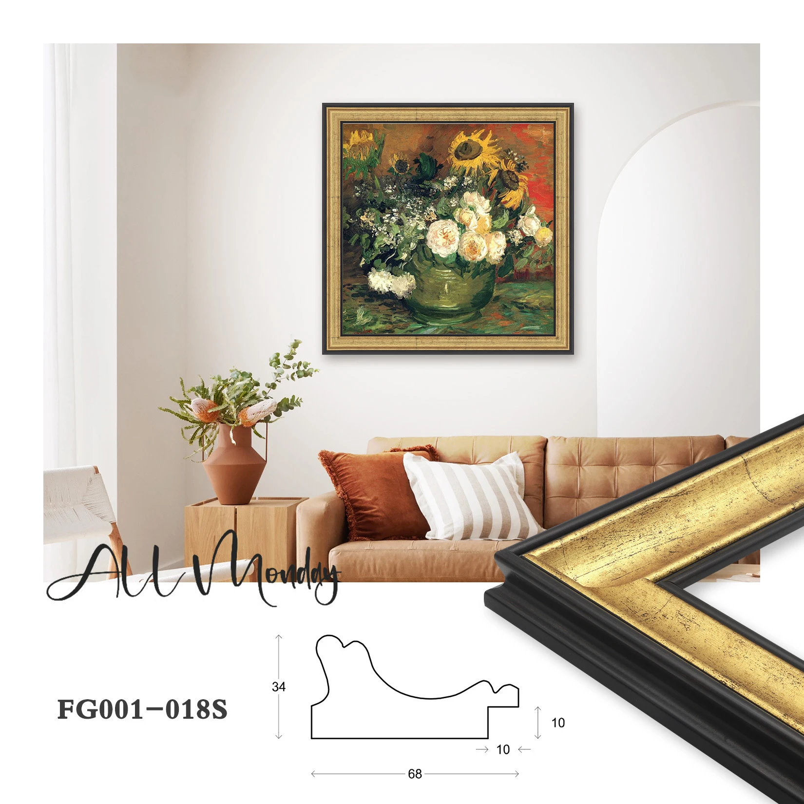 China factory European style oil painting outer PS floater frame wall photo canvas painting frame wholesaler