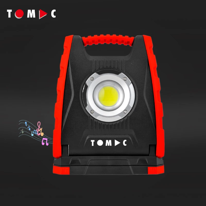 TOMAC 30W 2900 Lumen Flood Work Light with Integrated Bluetooth Speaker for Versatile Outdoor and Indoor Use