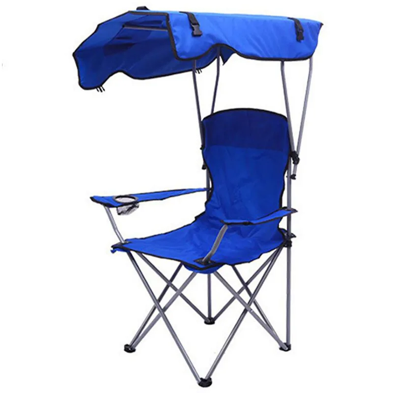 Outdoor camping collapsible sunshade fishing chair with canopy