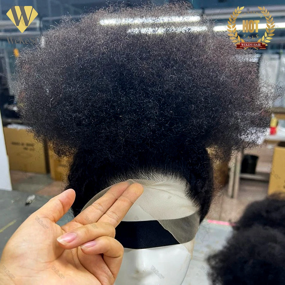 Лидер продаж, 360 кружева, афро кудрявый HD, прозрачный парик без клея спереди, 100% человеческие волосы, 180% плотность, 16 дюймов, предварительно выщипанный